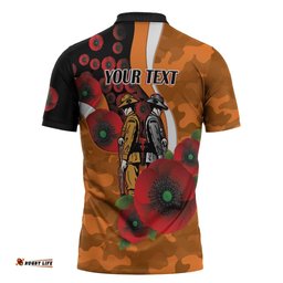 Greater Giants ANZAC Personalised Zipper Polo Shirt Lest We Forget Poppy Camo LT9
