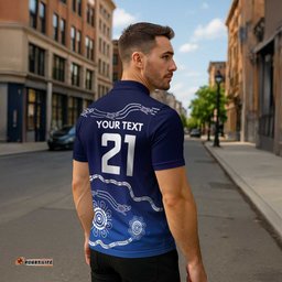 Custom Geelong Pride Zipper Polo Shirt On the Road to Glory Indigenous Aboriginal LT9