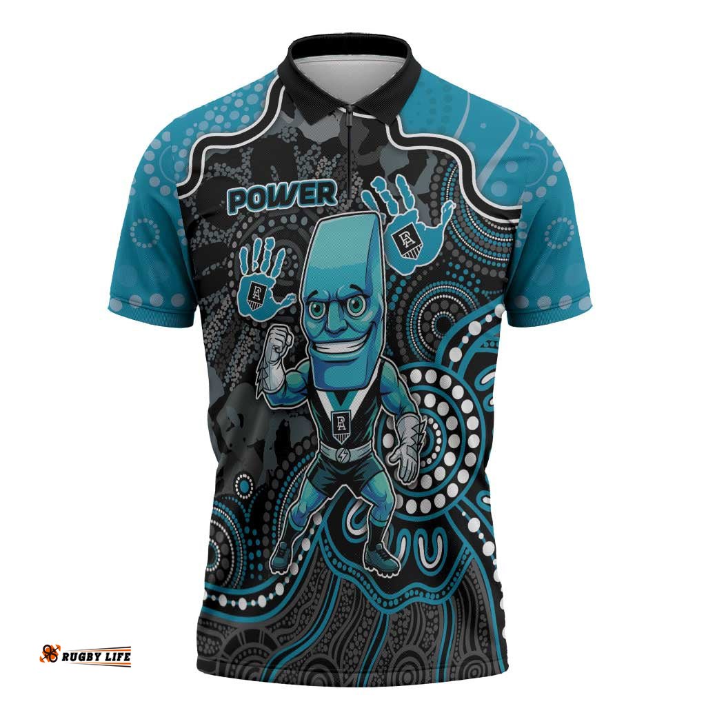 Custom Power Football Zipper Polo Shirt Aboriginal Dot Art Pattern DT05