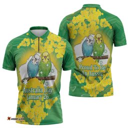 Budgerigar Australia Day Zipper Polo Shirt Proud To Be An Aussie Opal National Color LT14