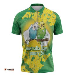 Budgerigar Australia Day Zipper Polo Shirt Proud To Be An Aussie Opal National Color LT14