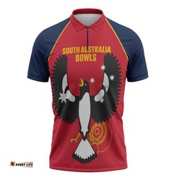 Custom South Australia Bowls Zipper Polo Shirt Go Champions SA Piping Shrike LT14