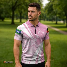 Australia Bowls Personalised Indigenous Pink Round Zipper Polo Shirt LT7