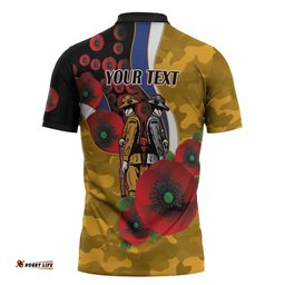 West Eagles ANZAC Personalised Zipper Polo Shirt Lest We Forget Poppy Camo LT9