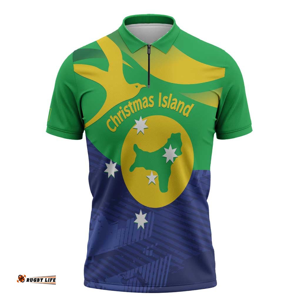 Personalised Australia Christmas Island Zipper Polo Shirt Wilayah Pulau Krismas Flag Color LT14