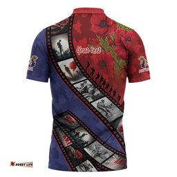 Personalised ANZAC Spirit 1915-2026 Filmstrip Tribute Zipper Polo Shirt Lest We Forget 25 April LT9