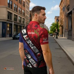 Personalised ANZAC Spirit 1915-2026 Filmstrip Tribute Zipper Polo Shirt Lest We Forget 25 April LT9