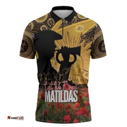 Personalised Australia Matildas ANZAC Day Zipper Polo Shirt Last Post Poppy Lest We Forget LT14
