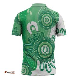 NAIDOC Week 2026 Zipper Polo Shirt 50 Years Deadly Dhari Green Aboriginal Art LT14
