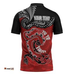 Personalised Aotearoa Toitu Te Tiriti Zipper Polo Shirt Taniwha Tribal Motifs LT03