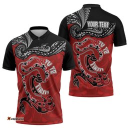 Personalised Aotearoa Toitu Te Tiriti Zipper Polo Shirt Taniwha Tribal Motifs LT03