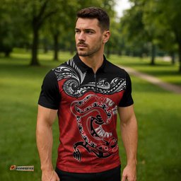 Personalised Aotearoa Toitu Te Tiriti Zipper Polo Shirt Taniwha Tribal Motifs LT03