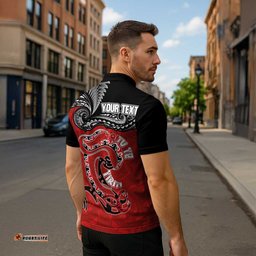 Personalised Aotearoa Toitu Te Tiriti Zipper Polo Shirt Taniwha Tribal Motifs LT03