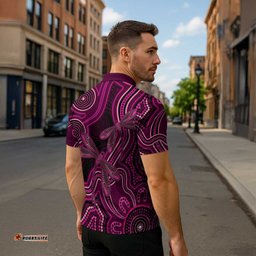 Australia Breast Cancer Awareness Zipper Polo Shirt Pink Dragonflies Aboriginal Art LT14