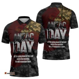 Australia ANZAC Day Zipper Polo Shirt We Will Remember Them Poppy Camouflage LT14