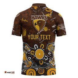 Personalized Hawthorn Hawks Zipper Polo Shirt Aboriginal Dot Painting Graffiti Style TS04