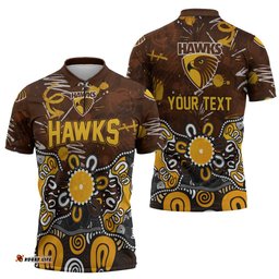 Personalized Hawthorn Hawks Zipper Polo Shirt Aboriginal Dot Painting Graffiti Style TS04