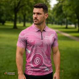 Australia Breast Cancer Awareness Zipper Polo Shirt Pink Ribbon Manta Ray Aboriginal Art LT14