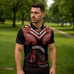 Maori Waitangi Zipper Polo Shirt Kotahitanga Poutama Mix Whakairo LT7