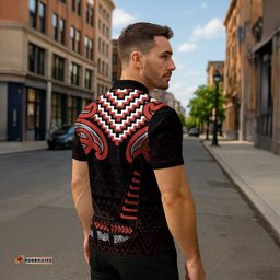 Maori Waitangi Zipper Polo Shirt Kotahitanga Poutama Mix Whakairo LT7