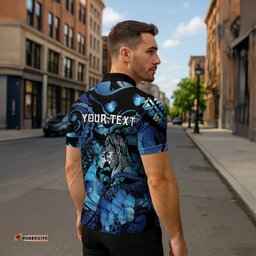 Personalised Maori Romantic Valentine Zipper Polo Shirt The Hongi Kiss Blue Galaxy DT05