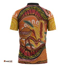 Indigenous Emu Australia Zipper Polo Shirt Australian Bottlebrushes Aboriginal Art Proud LT14