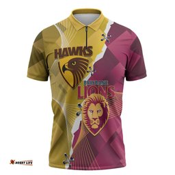 Personalised Hawks and Lions Inspired Zipper Polo Shirt Dynamic Style LT14