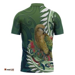 New Zealand Kea Bird Zipper Polo Shirt With Maori Koru Fern LT05