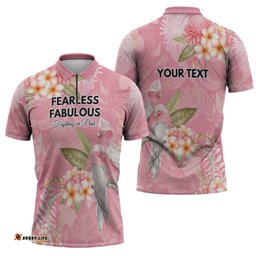 Personalised Galah Cockatoo Fighting in Pink Zipper Polo Shirt Australian Breast Cancer Spirit LT9