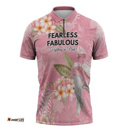 Personalised Galah Cockatoo Fighting in Pink Zipper Polo Shirt Australian Breast Cancer Spirit LT9