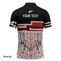 Personalised Toitu Te Tiriti Aotearoa 1840 Zipper Polo Shirt Red Kowhaiwhai Puhoro LT9