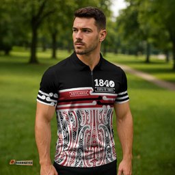 Personalised Toitu Te Tiriti Aotearoa 1840 Zipper Polo Shirt Red Kowhaiwhai Puhoro LT9