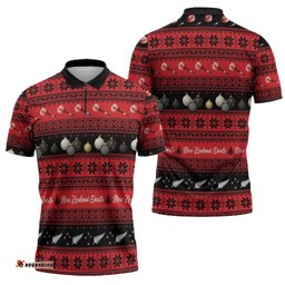 New Zealand Darts Christmas Zipper Polo Shirt Merry Xmas Aotearoa Maori Red LT14