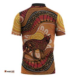 Indigenous Dingo Australia Zipper Polo Shirt Australian Aboriginal Art Proud LT14