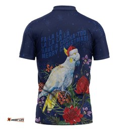 Merry Cocka-mas Zipper Polo Shirt Australia Christmas Blue Art LT9