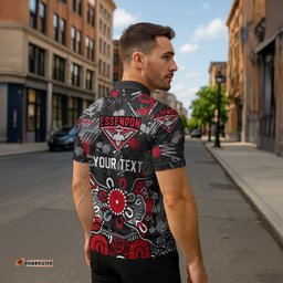 Personalized Essendon Bombers Zipper Polo Shirt Aboriginal Dot Painting Graffiti Style TS04