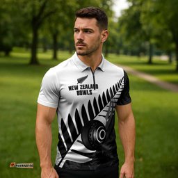 New Zealand Lawn Bowls Custom Zipper Polo Shirt Aotearoa Silver Fern LT14