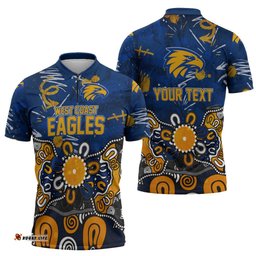 Personalized West Coast Eagles Zipper Polo Shirt Aboriginal Dot Painting Graffiti Style TS04