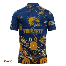 Personalized West Coast Eagles Zipper Polo Shirt Aboriginal Dot Painting Graffiti Style TS04