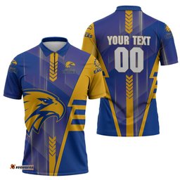 Personalized West Coast Eagles Zipper Polo Shirt Modern Geometric Sports Graphic Style TS04