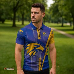Personalized West Coast Eagles Zipper Polo Shirt Modern Geometric Sports Graphic Style TS04