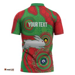 Rabbitohs NAIDOC Week 2026 Personalised Zipper Polo Shirt 50 Years of Deadly Aboriginal Art LT14