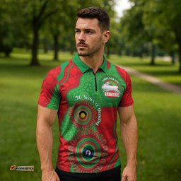 Rabbitohs NAIDOC Week 2026 Personalised Zipper Polo Shirt 50 Years of Deadly Aboriginal Art LT14