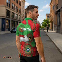 Rabbitohs NAIDOC Week 2026 Personalised Zipper Polo Shirt 50 Years of Deadly Aboriginal Art LT14