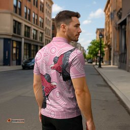 Pink Galah Aussie Aboriginal Zipper Polo Shirt Soaring High LT7