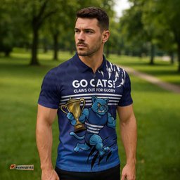 Personalised Geelong Pride Zipper Polo Shirt Claws Out for Glory LT9