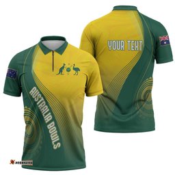 Australia Bowls Personalised Zipper Polo Shirt Basic Marble Glaze - National Color LT7