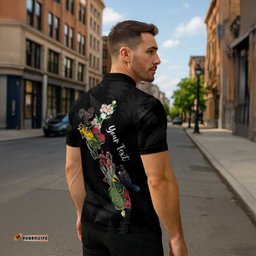 Kia Ora New Zealand Floral Personalized Zipper Polo Shirt Black LT7