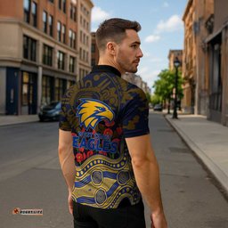 West Coast Eagles ANZAC Day Zipper Polo Shirt Indigenous Dot Art with Poppy Flower Tribute TS04
