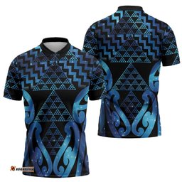 Taniko Motifs Matariki New Zealand Zipper Polo Shirt NZ Niho Taniwha Poutama LT14